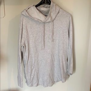 Light heather gray hooded sweatshirt